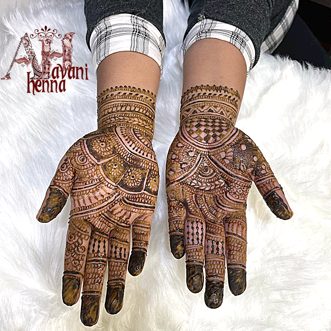 Semi bridal henna design on hand