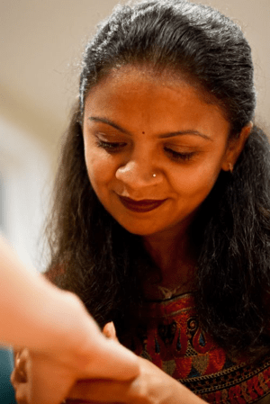 Intricate henna art design example